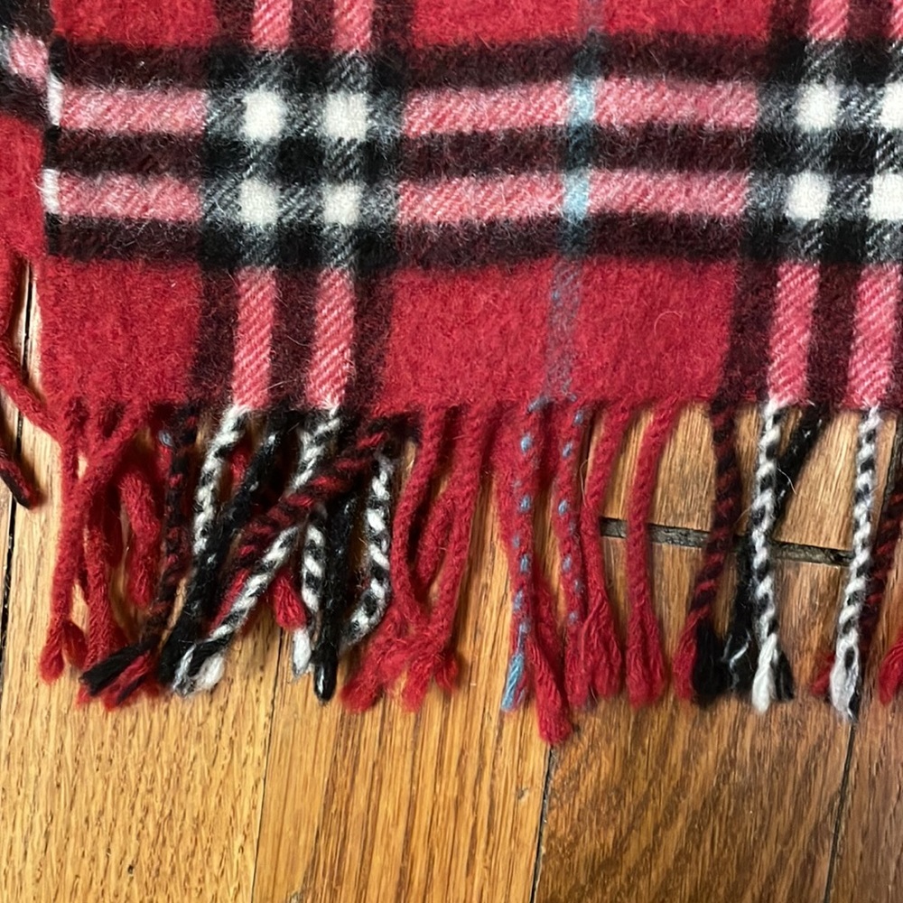 Vintage Burberry Classic Check Cashmere Scarf. Red. EUC - Picture 3 of 4